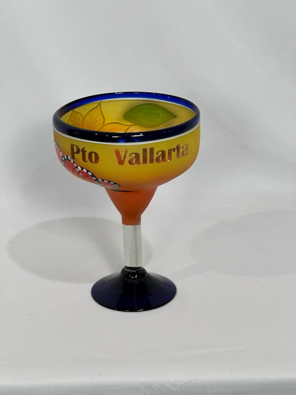 Hand-Painted Yellow & Orange Margarita Glass